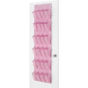 24 Pocket Over the Door Shoe Organizer - Pink